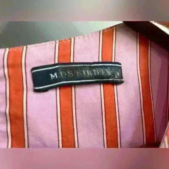 MDS Stripes Pink Red Barbie Stripe Peasant Mini Dress Sleeveless RTR Size 2 - Picture 3 of 8